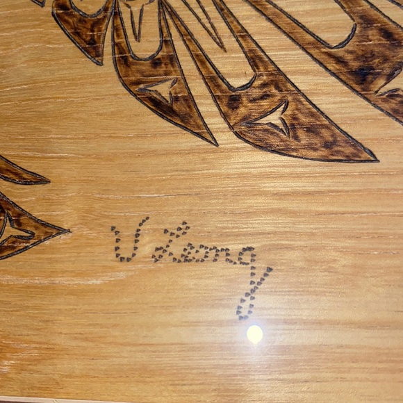 Victor Leong 1994 Framed Pyrogravure Eagle Artwork - Picture 2 of 10